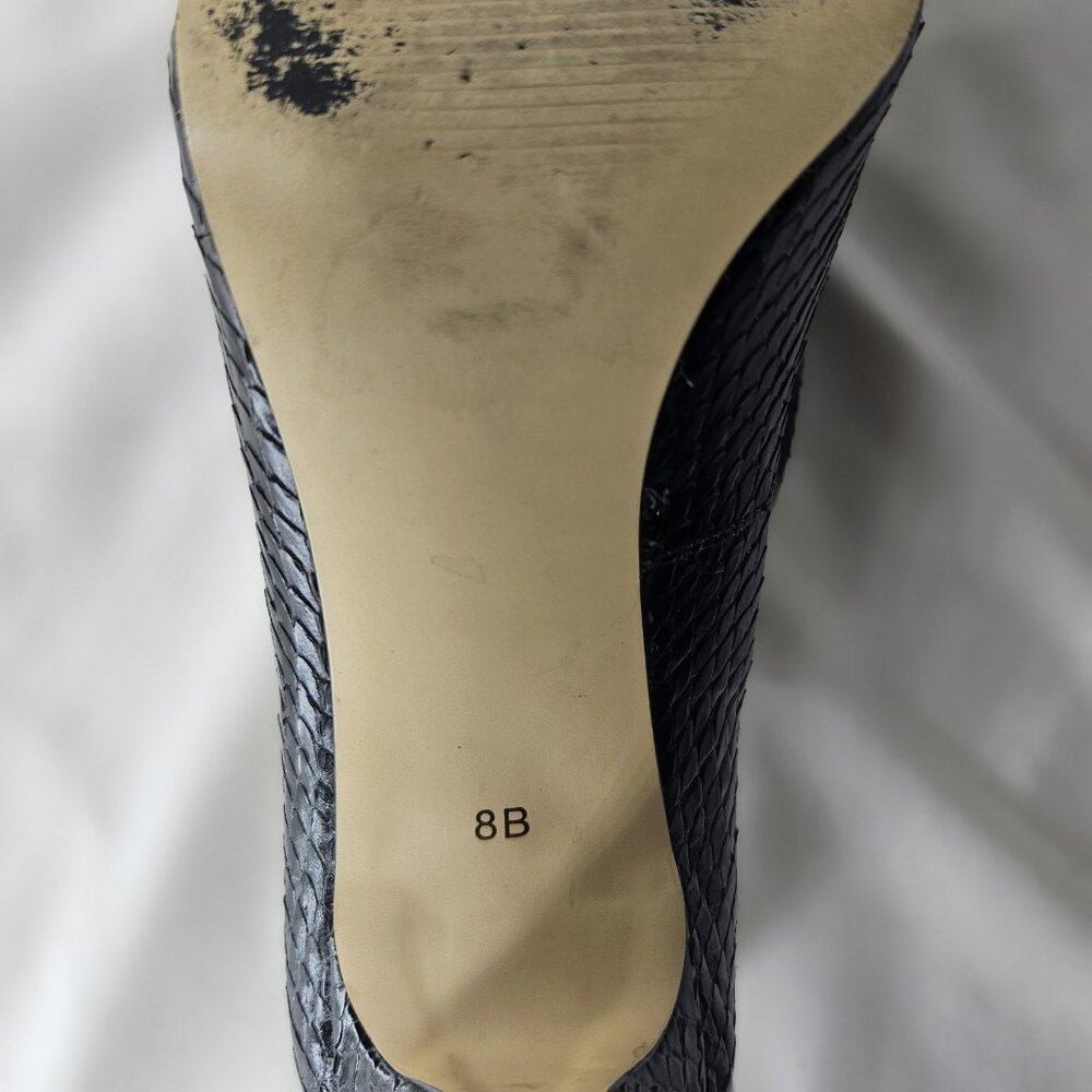 Talbots Snake Skin Leather Womens Peep Toe Pump/heel, 8M, Black - Picture 7 of 7